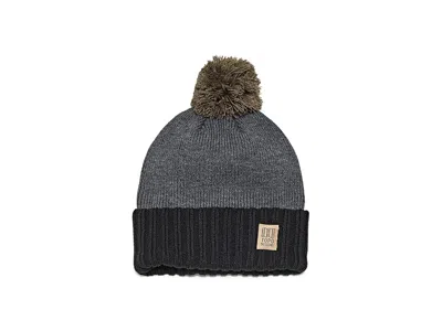 Topo Designs Pompom Beanie Caps Black/neutral, Acrylic/polyester In Gray
