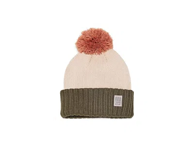 Topo Designs Pompom Beanie Caps Cinnamon/oatmeal, Acrylic/polyester In Neutral
