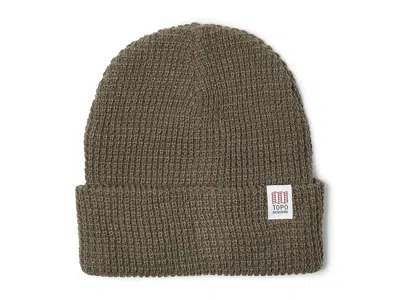Topo Designs Waffle Knit Beanie Caps Beetle: One Size In Green