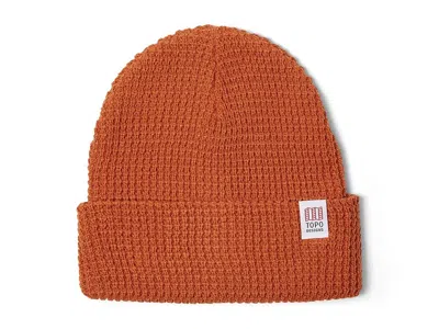 Topo Designs Waffle Knit Beanie Caps Clay: One Size In Brown