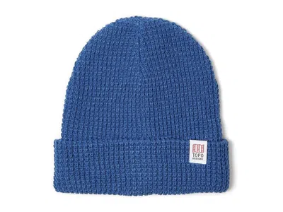 Topo Designs Waffle Knit Beanie Caps Cobalt: One Size In Blue