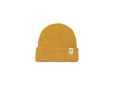 Topo Designs Waffle Knit Beanie Caps Mustard, Acrylic/polyester In Yellow
