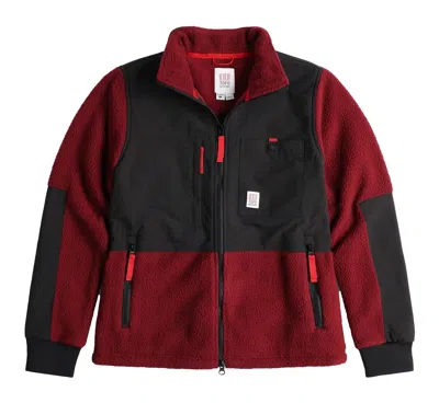 Topo Designs Women's Burgundy/black Subalpine Fleece Jacket - Large In Red