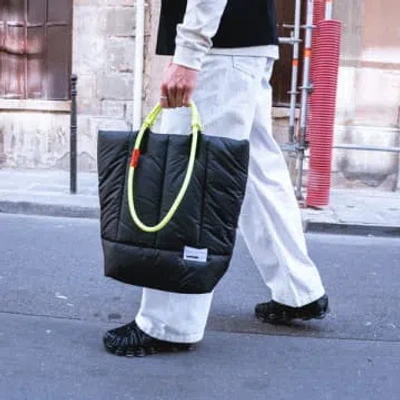 Topologie Loop Tote Bag Puffer + Wares Straps Neon Yellow In Black