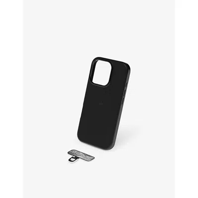 Topologie Womens Black Solid Iphone 16 Pro Faux-leather Phone Case