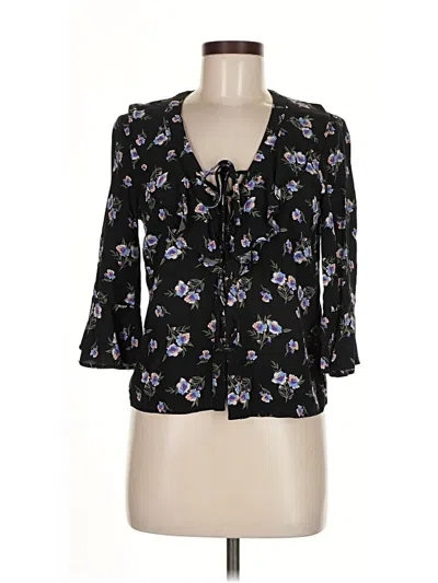 Pre-owned Topshop 3/4 Sleeve Blouse In Black