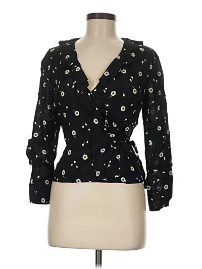 Pre-owned Topshop 3/4 Sleeve Blouse In Black