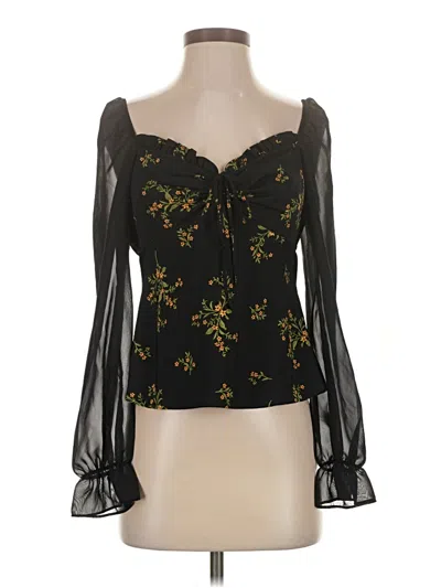 Pre-owned Topshop 3/4 Sleeve Blouse In Black