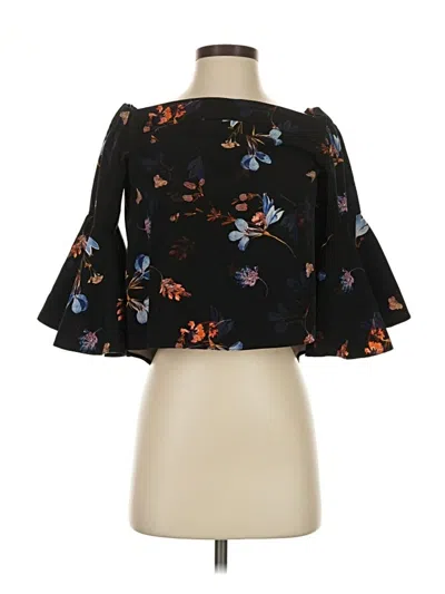 Pre-owned Topshop 3/4 Sleeve Blouse In Black