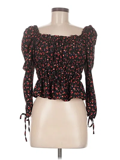 Pre-owned Topshop 3/4 Sleeve Blouse In Black