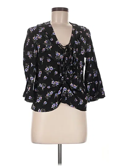 Pre-owned Topshop 3/4 Sleeve Blouse In Black