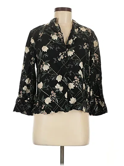 Pre-owned Topshop 3/4 Sleeve Blouse In Black