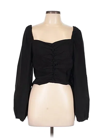 Pre-owned Topshop 3/4 Sleeve Blouse In Black