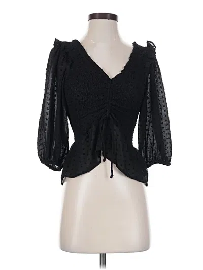 Pre-owned Topshop 3/4 Sleeve Blouse In Black