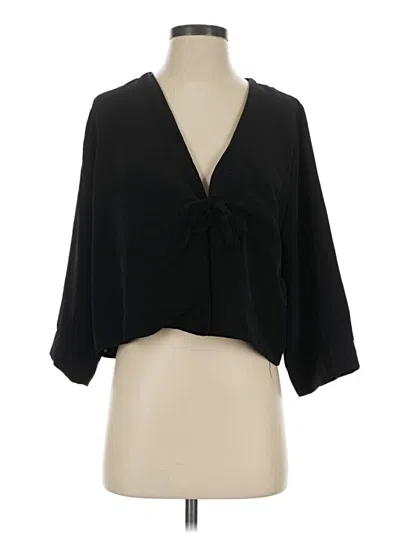 Pre-owned Topshop 3/4 Sleeve Blouse In Black