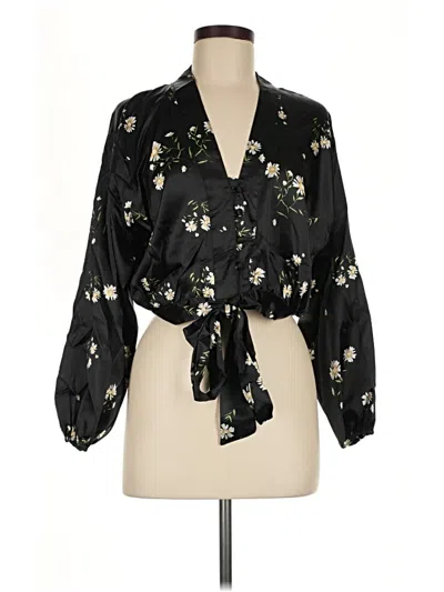 Pre-owned Topshop 3/4 Sleeve Blouse In Black