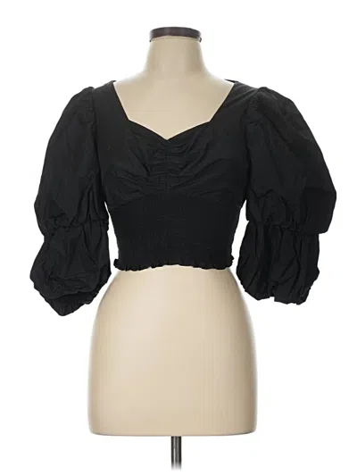 Pre-owned Topshop 3/4 Sleeve Blouse In Black