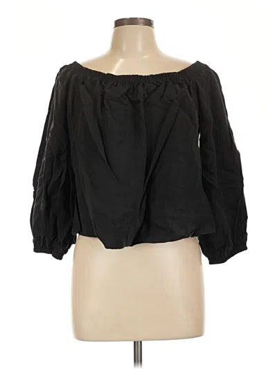 Pre-owned Topshop 3/4 Sleeve Blouse In Black
