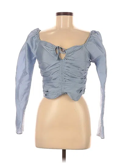 Pre-owned Topshop 3/4 Sleeve Blouse In Blue