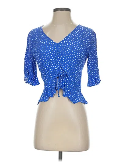 Pre-owned Topshop 3/4 Sleeve Blouse In Blue