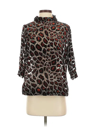 Pre-owned Topshop 3/4 Sleeve Blouse In Brown