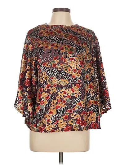 Pre-owned Topshop 3/4 Sleeve Blouse In Brown