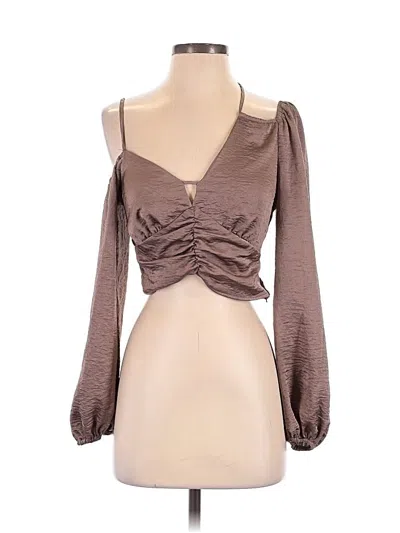 Pre-owned Topshop 3/4 Sleeve Blouse In Brown