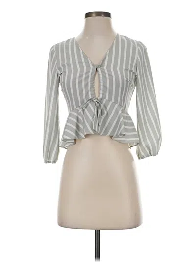 Pre-owned Topshop 3/4 Sleeve Blouse In Gray