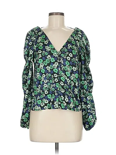 Pre-owned Topshop 3/4 Sleeve Blouse In Green