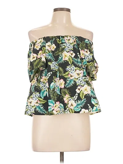 Pre-owned Topshop 3/4 Sleeve Blouse In Green