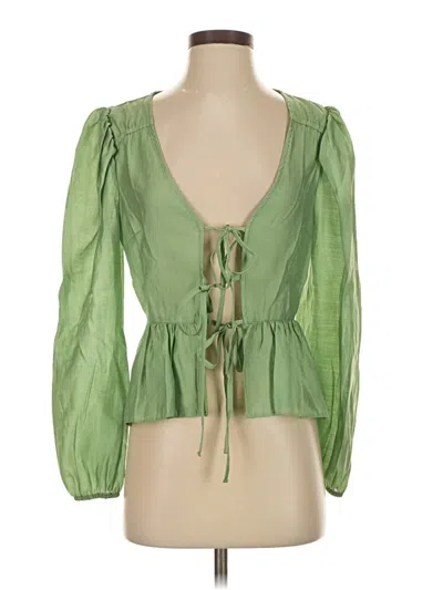 Pre-owned Topshop 3/4 Sleeve Blouse In Green