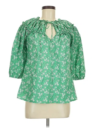 Pre-owned Topshop 3/4 Sleeve Blouse In Green