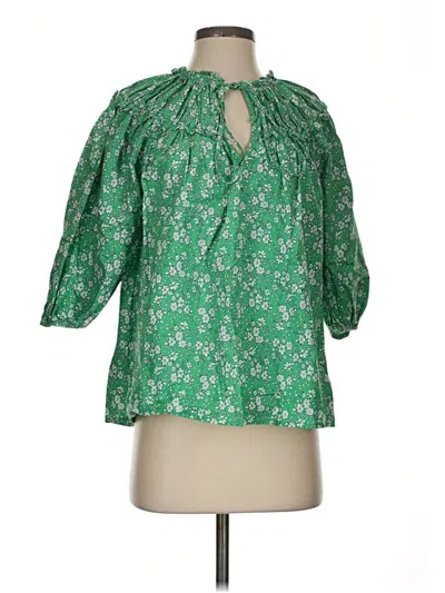 Pre-owned Topshop 3/4 Sleeve Blouse In Green