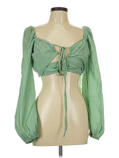 Pre-owned Topshop 3/4 Sleeve Blouse In Green