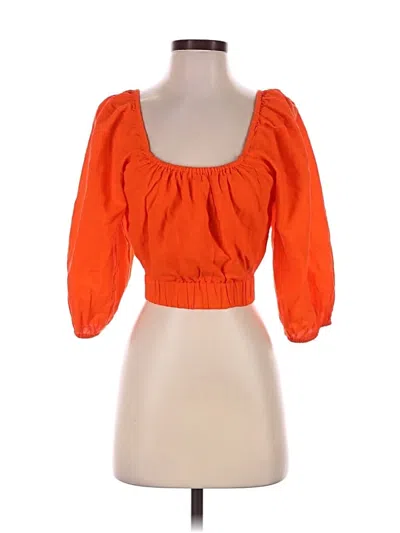 Pre-owned Topshop 3/4 Sleeve Blouse In Orange