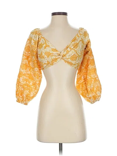 Pre-owned Topshop 3/4 Sleeve Blouse In Yellow