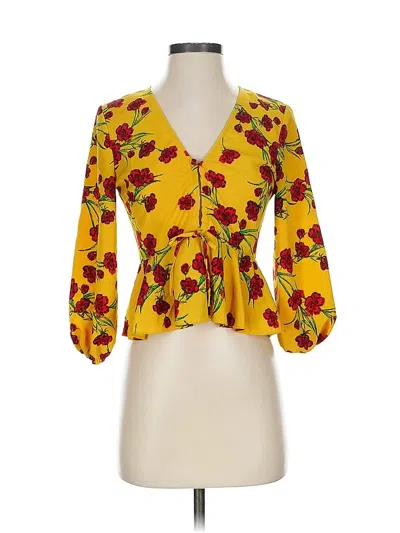 Pre-owned Topshop 3/4 Sleeve Blouse In Yellow