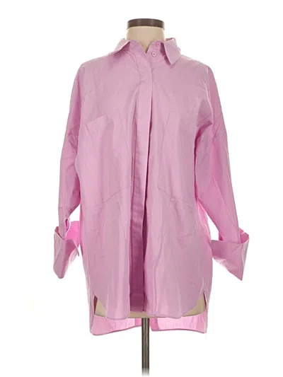 Pre-owned Topshop 3/4 Sleeve Button Down Shirt In Pink