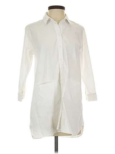 Pre-owned Topshop 3/4 Sleeve Button Down Shirt In White