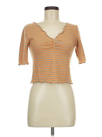 Pre-owned Topshop 3/4 Sleeve Top Orange Sweetheart Neckline Tops