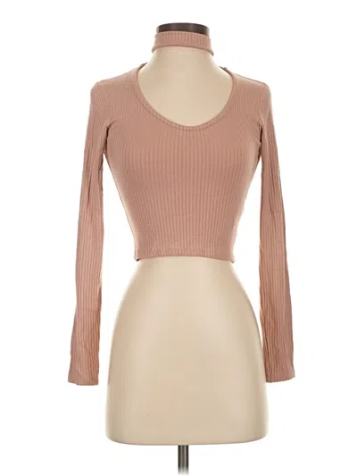 Pre-owned Topshop 3/4 Sleeve T-shirt In Brown