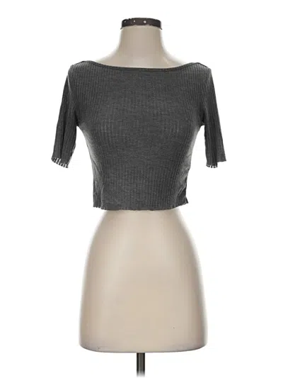 Pre-owned Topshop 3/4 Sleeve T-shirt In Gray