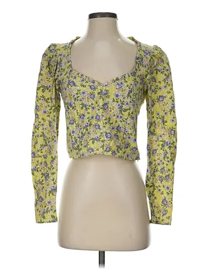 Pre-owned Topshop 3/4 Sleeve T-shirt In Yellow