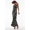 Topshop Twist Back Cowl Neck Midi Slip Dress In Mono Floral Satin-multi In Black Multi