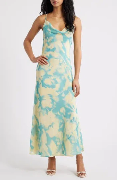 Topshop Abstract Print Georgette Midi Dress In Green