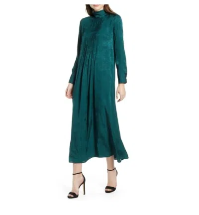 Topshop Animal Print Jacquard Midi Dress In Green