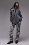 Topshop Animal Print Jeans In Black Multi