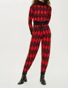 Topshop Argyle Print Knitted Jogger Pants In Red In Red