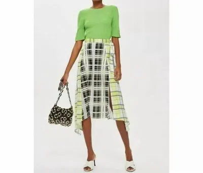 Topshop Asymmetrical Plaid Midi Skirt In Multicolor