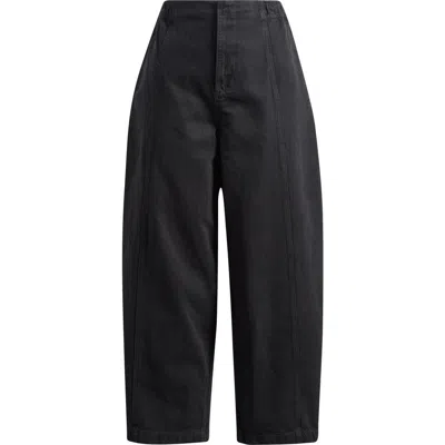 Topshop Balloon Cotton Twill Pants In Black